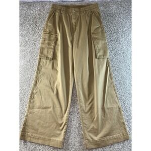 Old Navy Super Cargo Pants Women L 30x28 Khaki Cotton Wide Leg Comfort Waistband